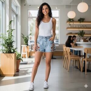 Farm Rio Summer Garden Embroidered Shorts - Size 23 - EUC